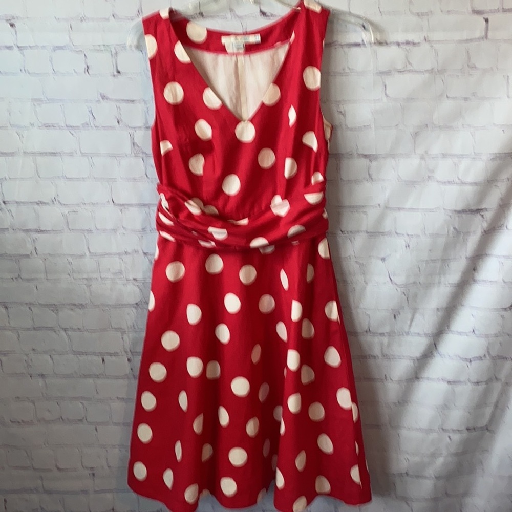 ✨ Boden Red Dress With White Polka Dots Size 2P